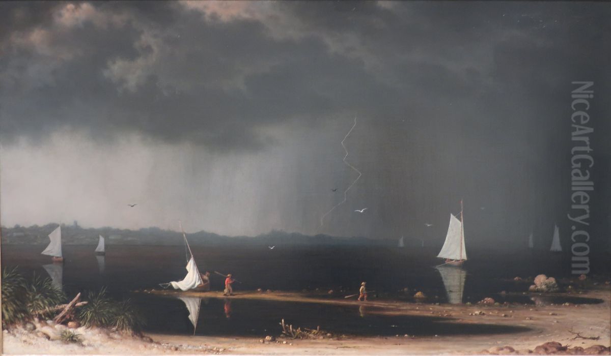 Thunder Storm On Narragansett Bay Oil Painting by Martin Johnson Heade