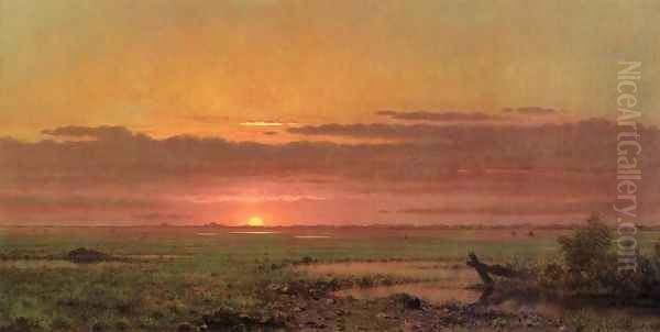 Sunset Marshland New Jersey Oil Painting by Martin Johnson Heade