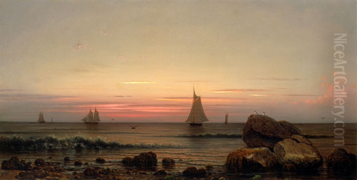 Sailing Off The Coast Oil Painting by Martin Johnson Heade