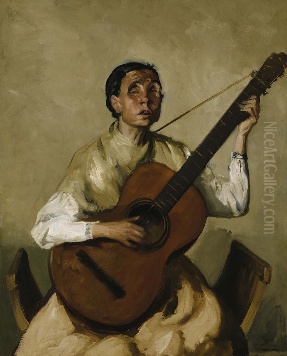 Blind Spanish Singer Oil Painting by Robert Henri