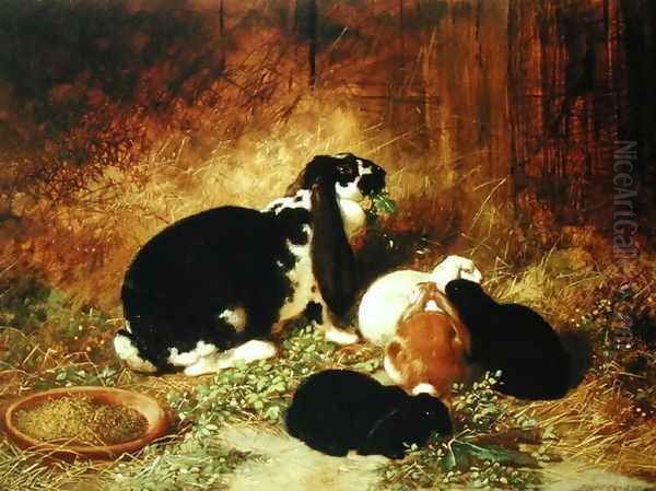 A Happy Family Oil Painting by John Frederick Herring Snr