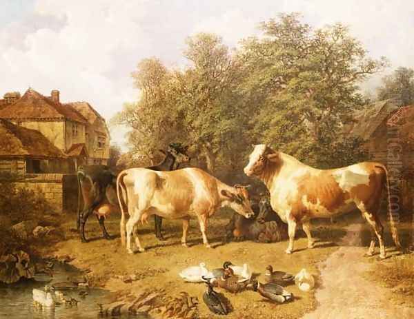 Cattle and Ducks, 1859 Oil Painting by John Frederick Herring Snr