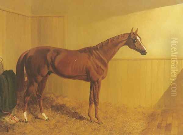 Grimston A Chestnut Racehorse Oil Painting by John Frederick Herring Snr