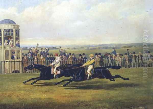 The Finish Of A Race Oil Painting by John Frederick Herring Snr
