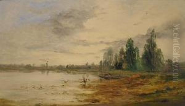 Boater In A Landscape Oil Painting by Adolphe Appian