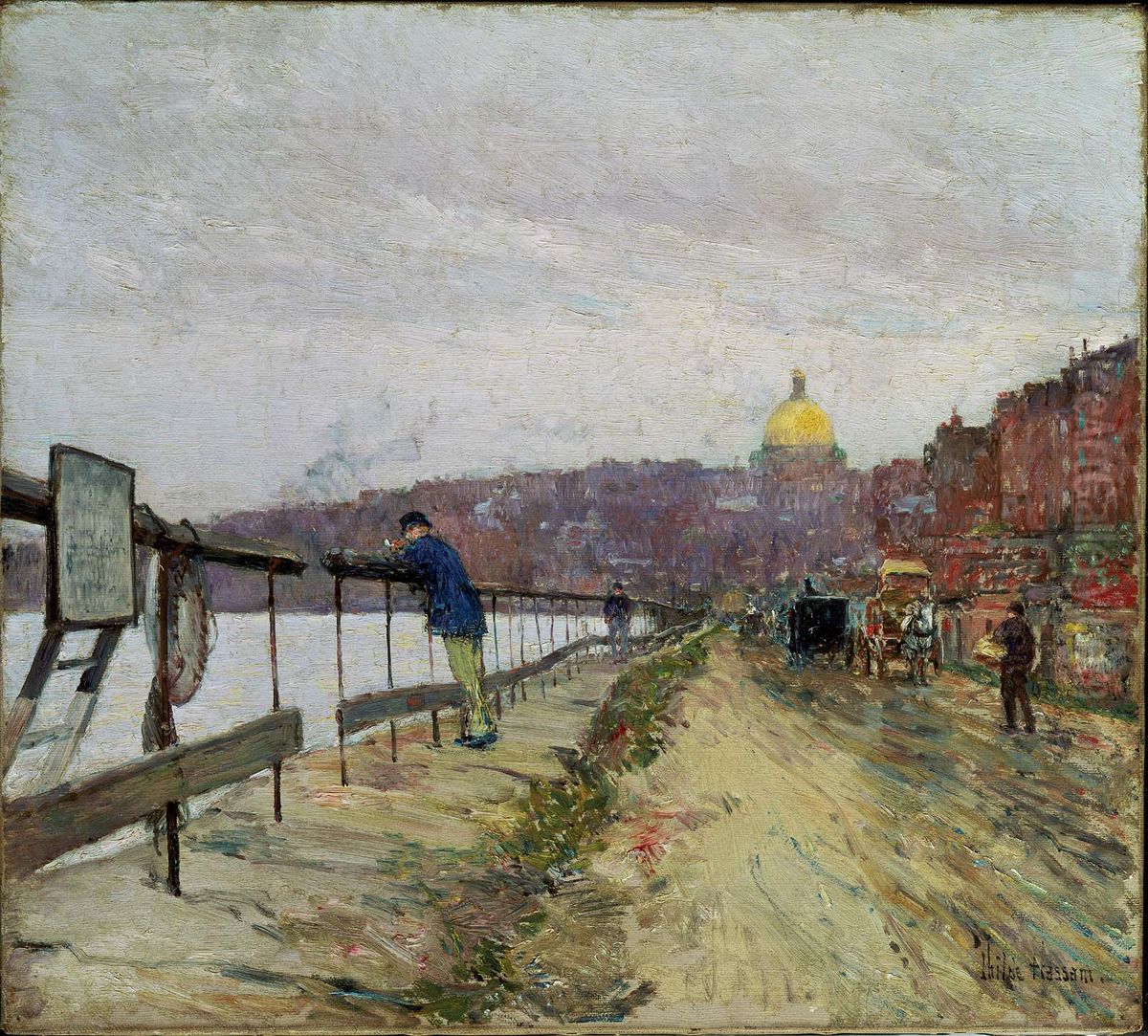 Charles River and Beacon Hill Oil Painting by Childe Hassam