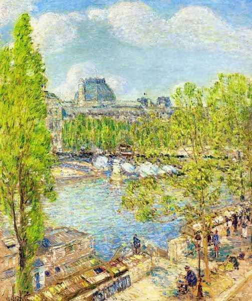 April, Quai Voltaire, Paris Oil Painting by Childe Hassam