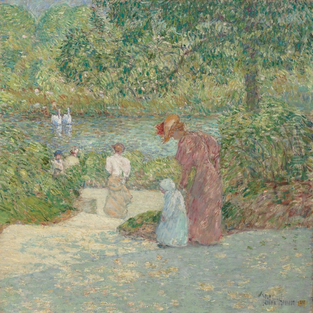 Descending the Steps, Central Park Oil Painting by Childe Hassam