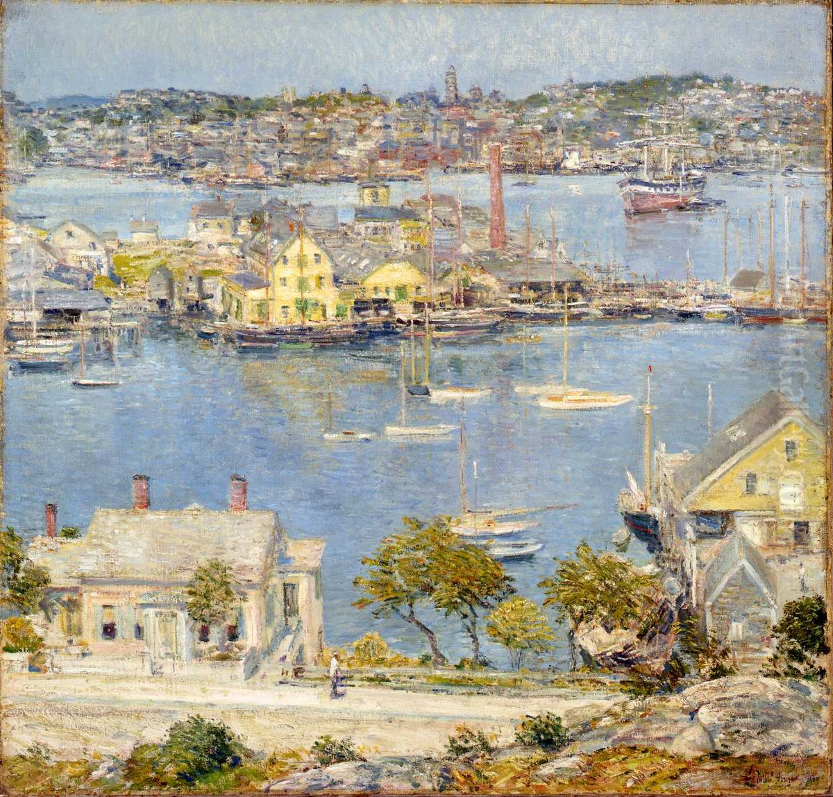Gloucester Harbor Oil Painting by Childe Hassam