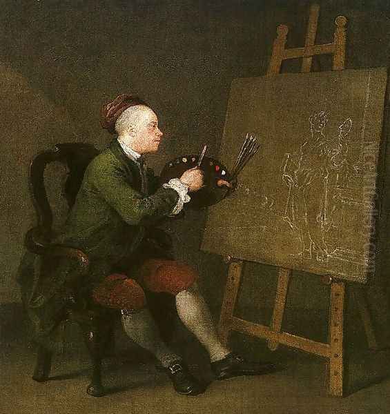 Self Portrait at the Easel Oil Painting by William Hogarth