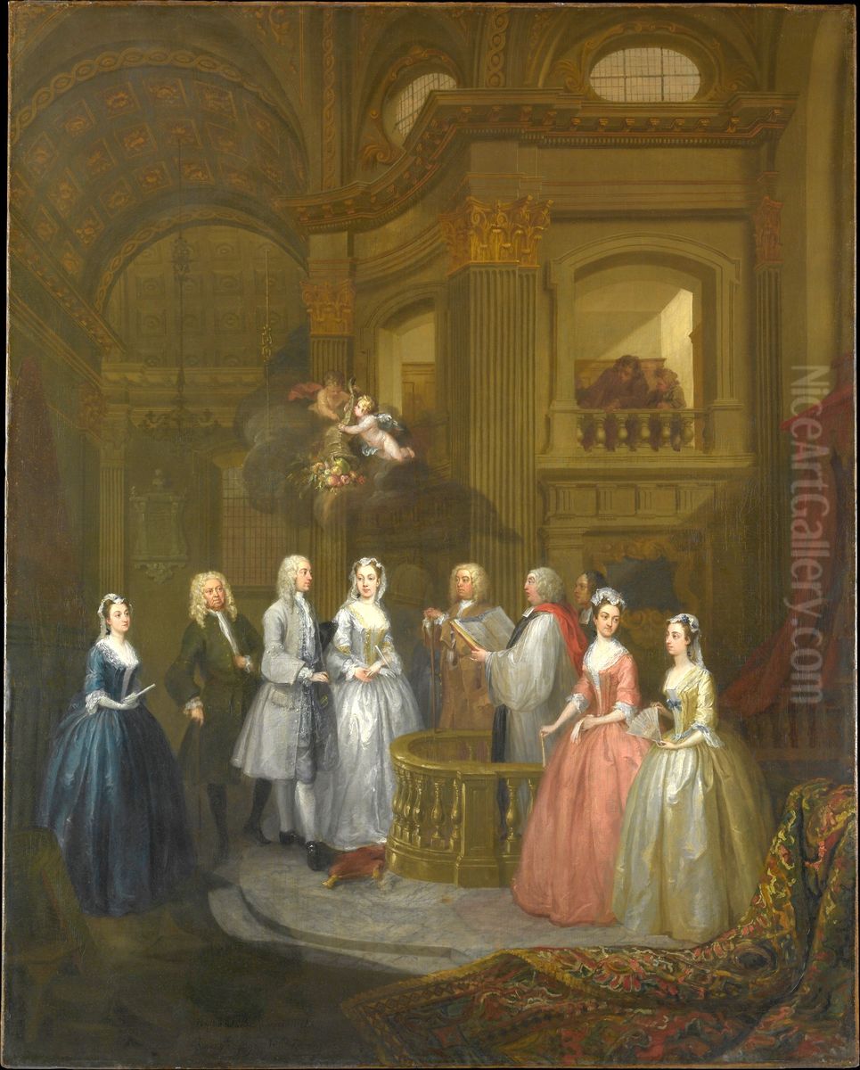 The Wedding of Stephen Beckingham and Mary Cox Oil Painting by William Hogarth