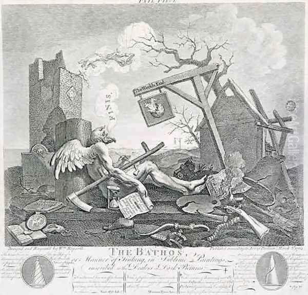 Bathos Manner of Sinking in Sublime Paintings inscribed to the Dealers in Dark Pictures Oil Painting by William Hogarth
