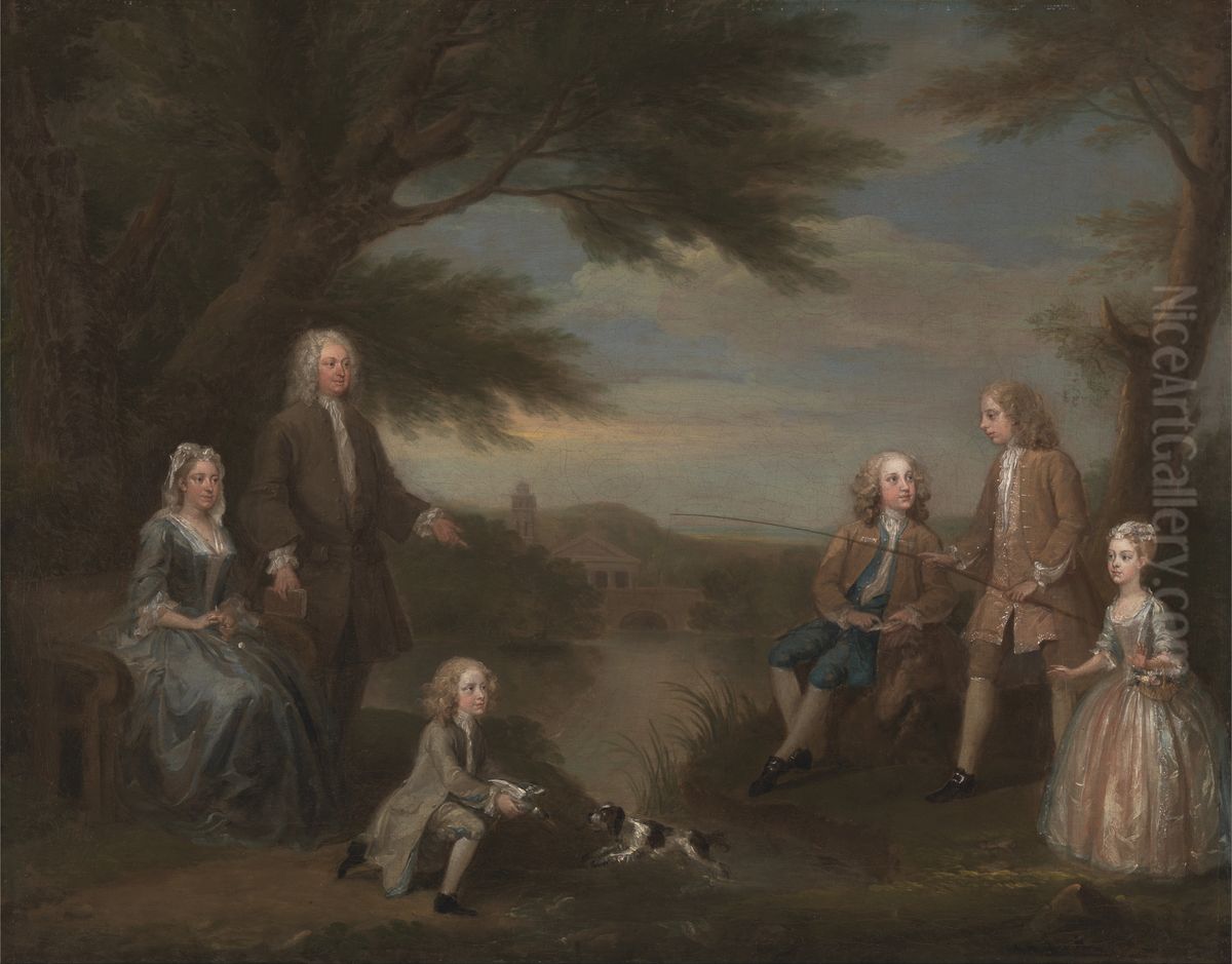 John and Elizabeth Jeffreys and their Children Oil Painting by William Hogarth