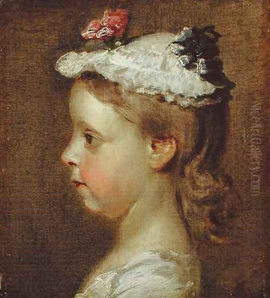 Study of a Girls Head Oil Painting by William Hogarth