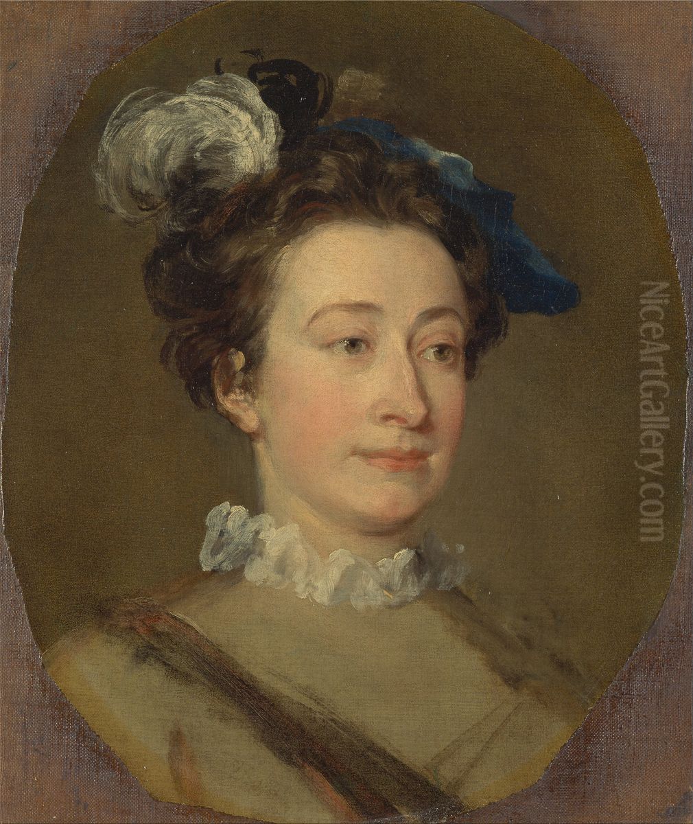 Girl in a Plumed Hat Oil Painting by William Hogarth