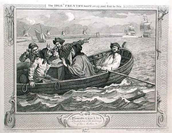 The Idle Prentice Turned Away and Sent to Sea plate V of Industry and Idleness Oil Painting by William Hogarth