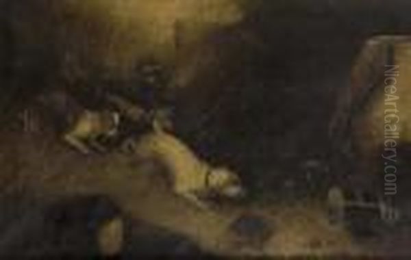 The Rat Hunt Oil Painting by George Armfield