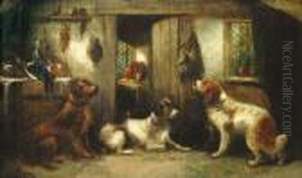 Perros Esperando El Amo
 Oleo Sobre Tela Reentelado Oil Painting by George Armfield