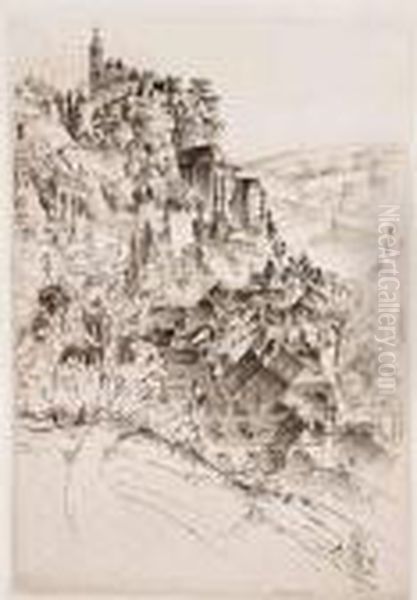 Angouleme; Rocamadour; A Tower 
Of Saint Front; Aspiration, La Madeleine, Verneuil-sur-avre Oil Painting by John Taylor Arms