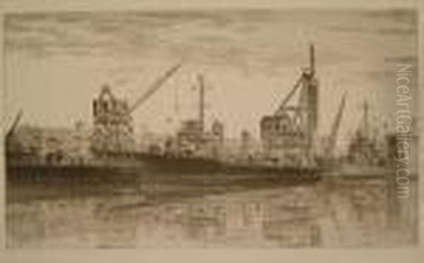 Destroyers In Wet Basin At 
Federal Shipbuilding And Drydockcompany, South Kearney, Nj., U.s.s. 
Radford Quick, Mervine Oil Painting by John Taylor Arms