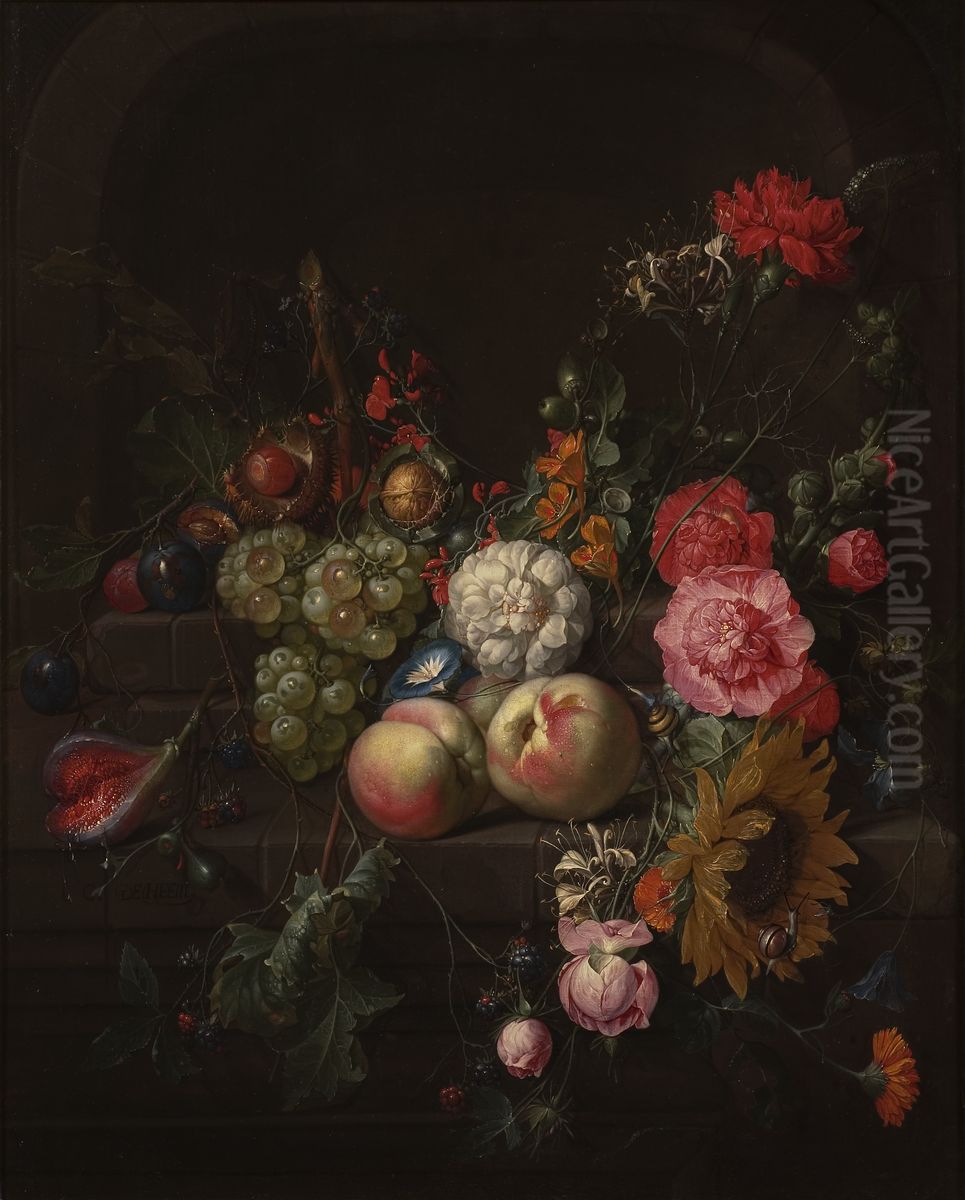 Still life with flowers and fruit Oil Painting by Cornelis De Heem