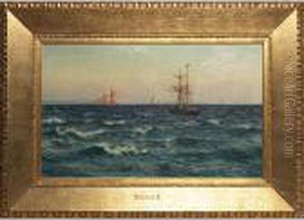 Seascape Oil Painting by Vilhelm Karl Ferd. Arnesen