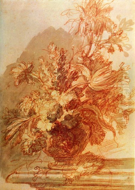 Vase of Flowers Oil Painting by Jan Van Huysum