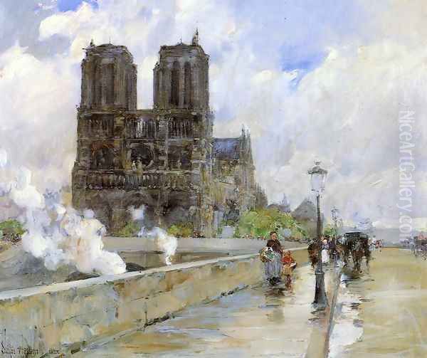 Notre Dame Cathedral, Paris, 1888 Oil Painting by Childe Hassam