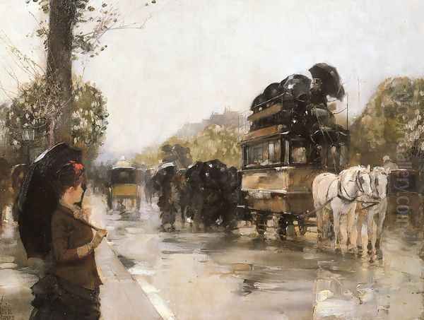 April Showers, Champs Elysees Paris Oil Painting by Childe Hassam