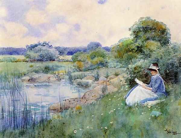 Woman Reading Oil Painting by Childe Hassam