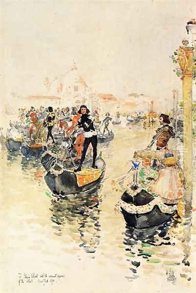 A Venetian Regatta Oil Painting by Childe Hassam