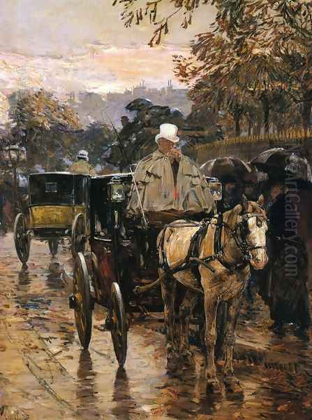 Hackney Carriage, Rue Bonaparte Oil Painting by Childe Hassam