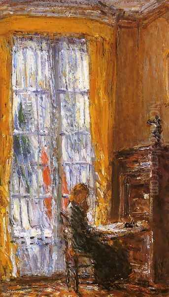 At the Writing Desk Oil Painting by Childe Hassam