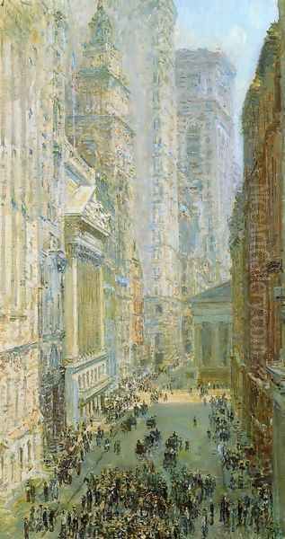 Lower Manhattan Oil Painting by Childe Hassam