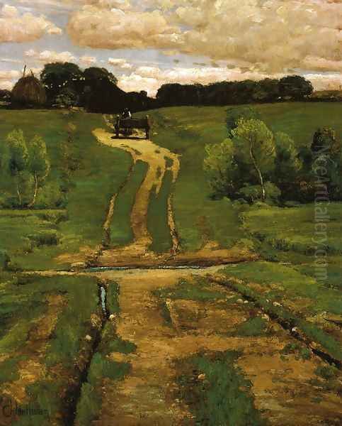 A Back Road Oil Painting by Childe Hassam