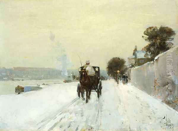 Along the Seine Oil Painting by Childe Hassam