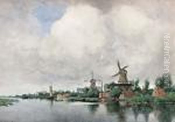 Molens Aan De Vecht Bij Weesp Oil Painting by David Adolf Constant Artz