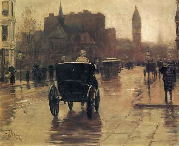 Columbus Avenue, Rainy Day Oil Painting by Childe Hassam