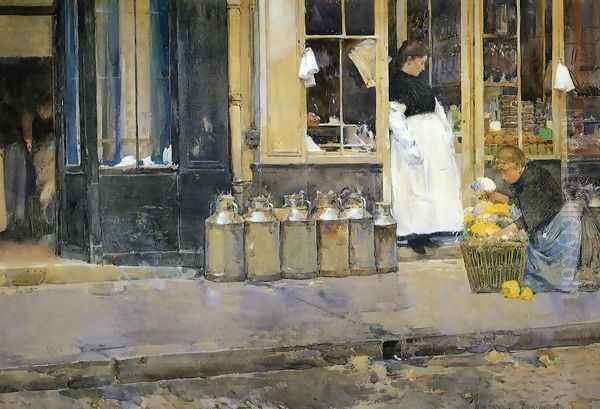 La Bouquetiere et la Latiere Oil Painting by Childe Hassam