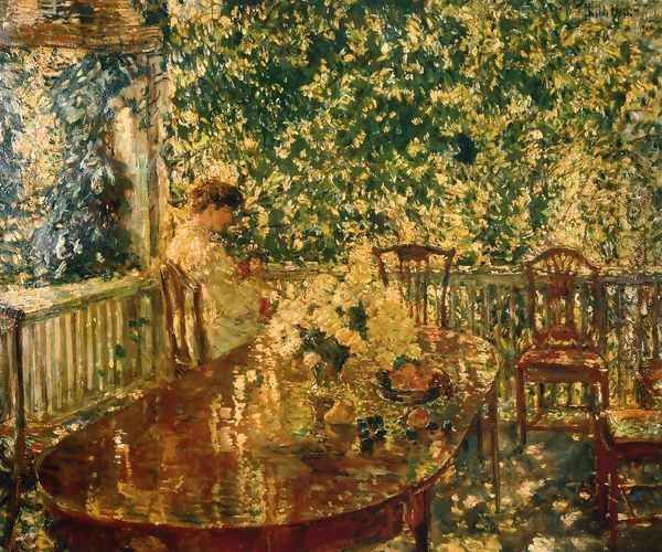 Summer Porch at Mr. and Mrs. C.E.S. Wood's Oil Painting by Childe Hassam