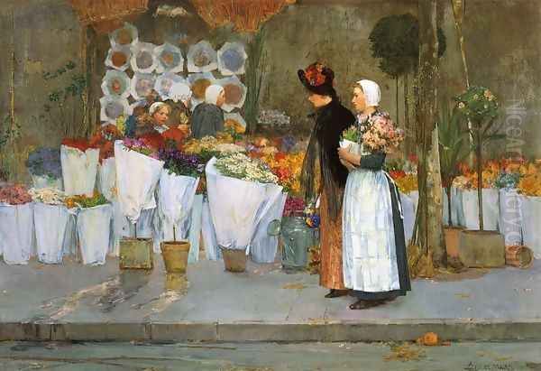 At the Florist Oil Painting by Childe Hassam