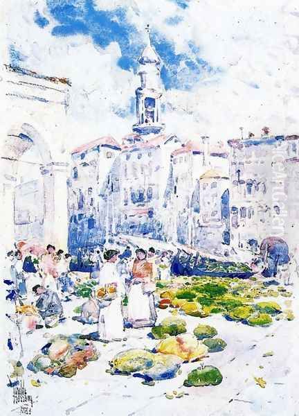 Rialto Market, Venice Oil Painting by Childe Hassam