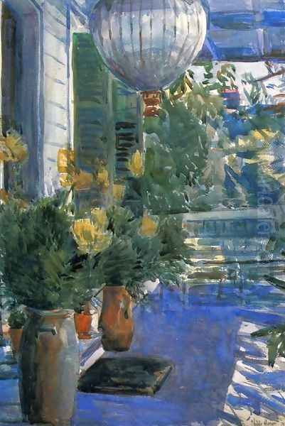 Veranda of the Old House Oil Painting by Childe Hassam