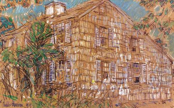 Home Sweet Home Cottage Oil Painting by Childe Hassam