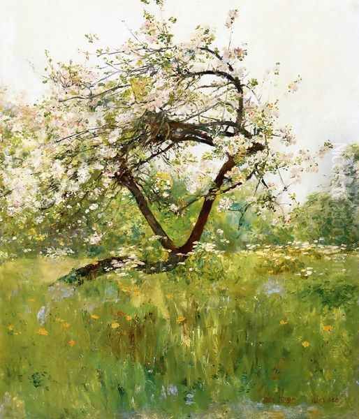 Peach Blossoms - Villiers-le-Bel Oil Painting by Childe Hassam