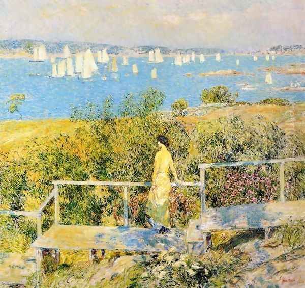 Yachts, Gloucester Harbor Oil Painting by Childe Hassam