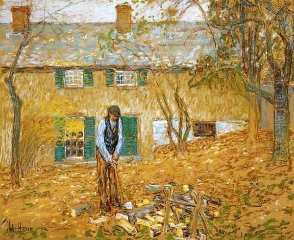 Woodchopper Oil Painting by Childe Hassam