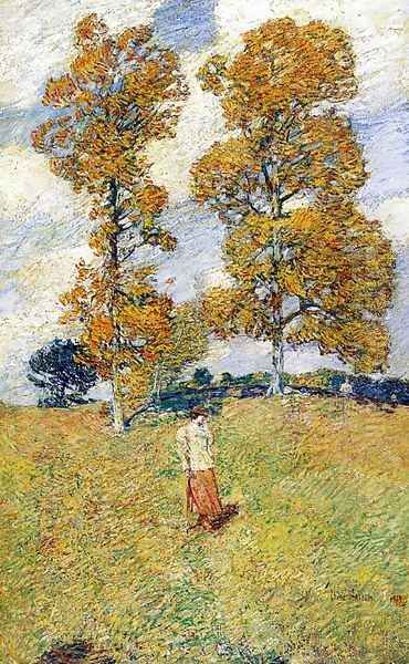 The Two Hickory Trees Oil Painting by Childe Hassam