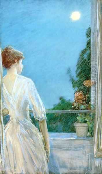 On the Balcony Oil Painting by Childe Hassam
