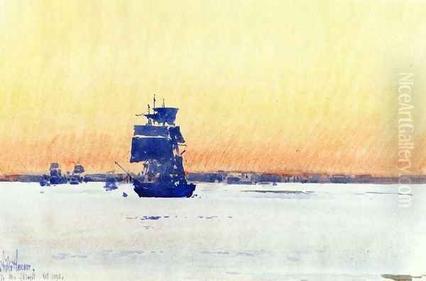 Sailing Ship Locked in Ice1 Oil Painting by Childe Hassam